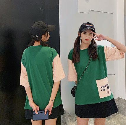 Áo thun cotton thái tay lỡ form rộng thun dày mịn