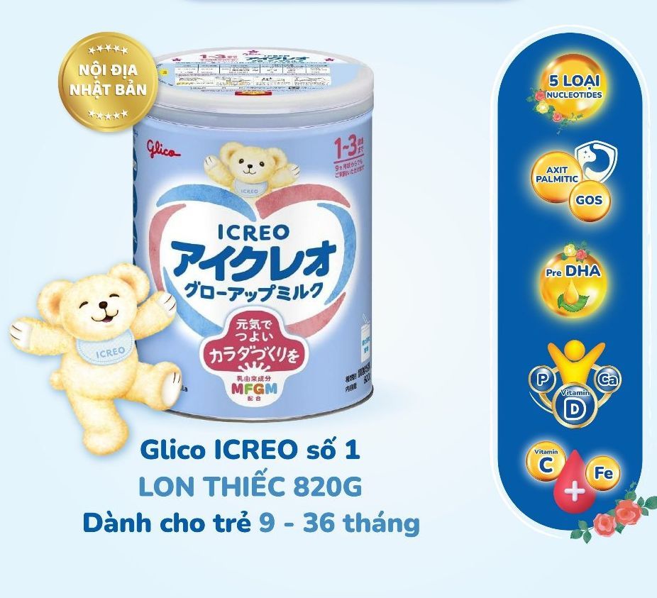 Sữa Bột Glico Nội Địa Số 1 - Hộp 820g (Cho trẻ 1~3 tuổi, có thể dùng cho trẻ từ 9 tháng tuổi)