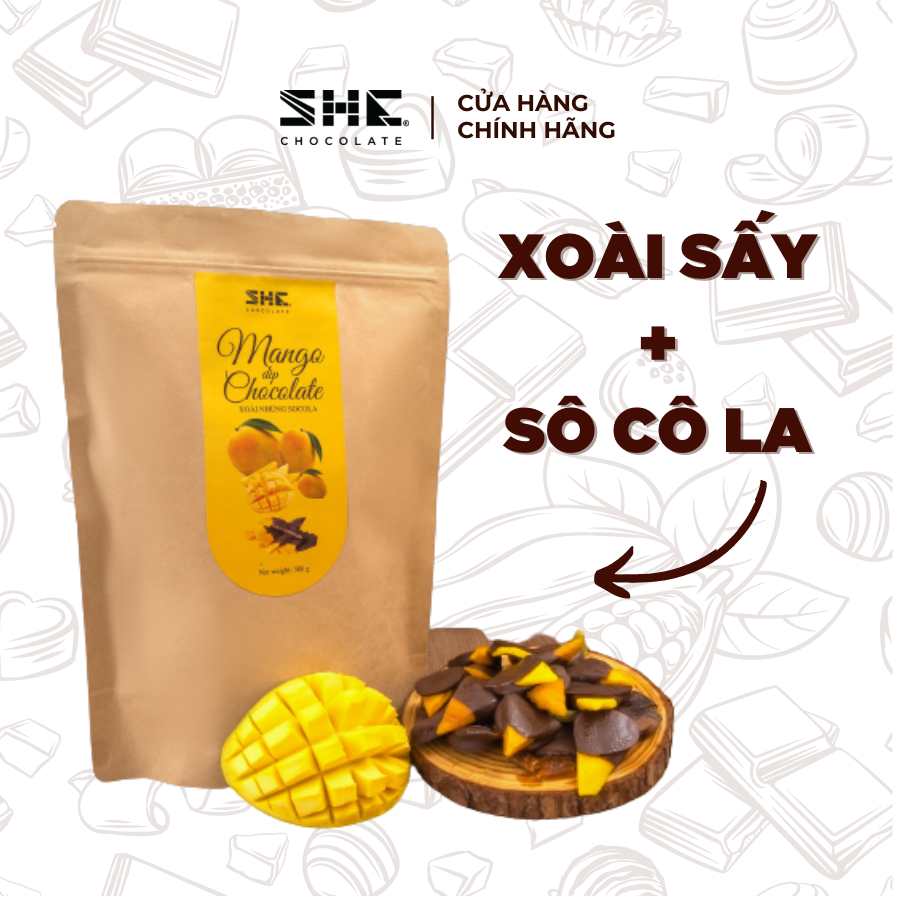 Xoài nhúng Socola - Túi 500g - SHE Chocolate - Bổ sung năng lượng