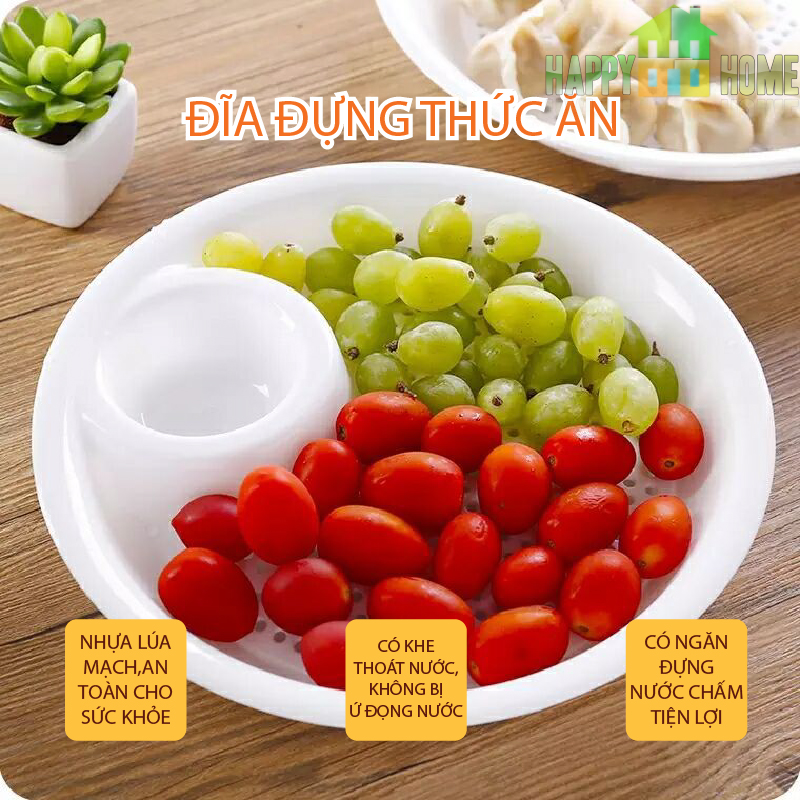 Đĩa Đựng Thức Ăn Lúa Mạch Có Khay Nước Chấm Tiện Lợi