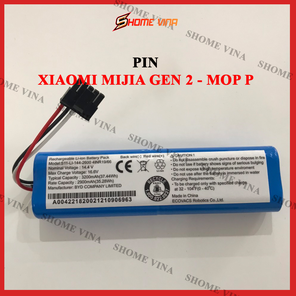 Pin robot hút bụi Xiaomi Mija Gen 2, Mop P. Dung lượng 3200mAh