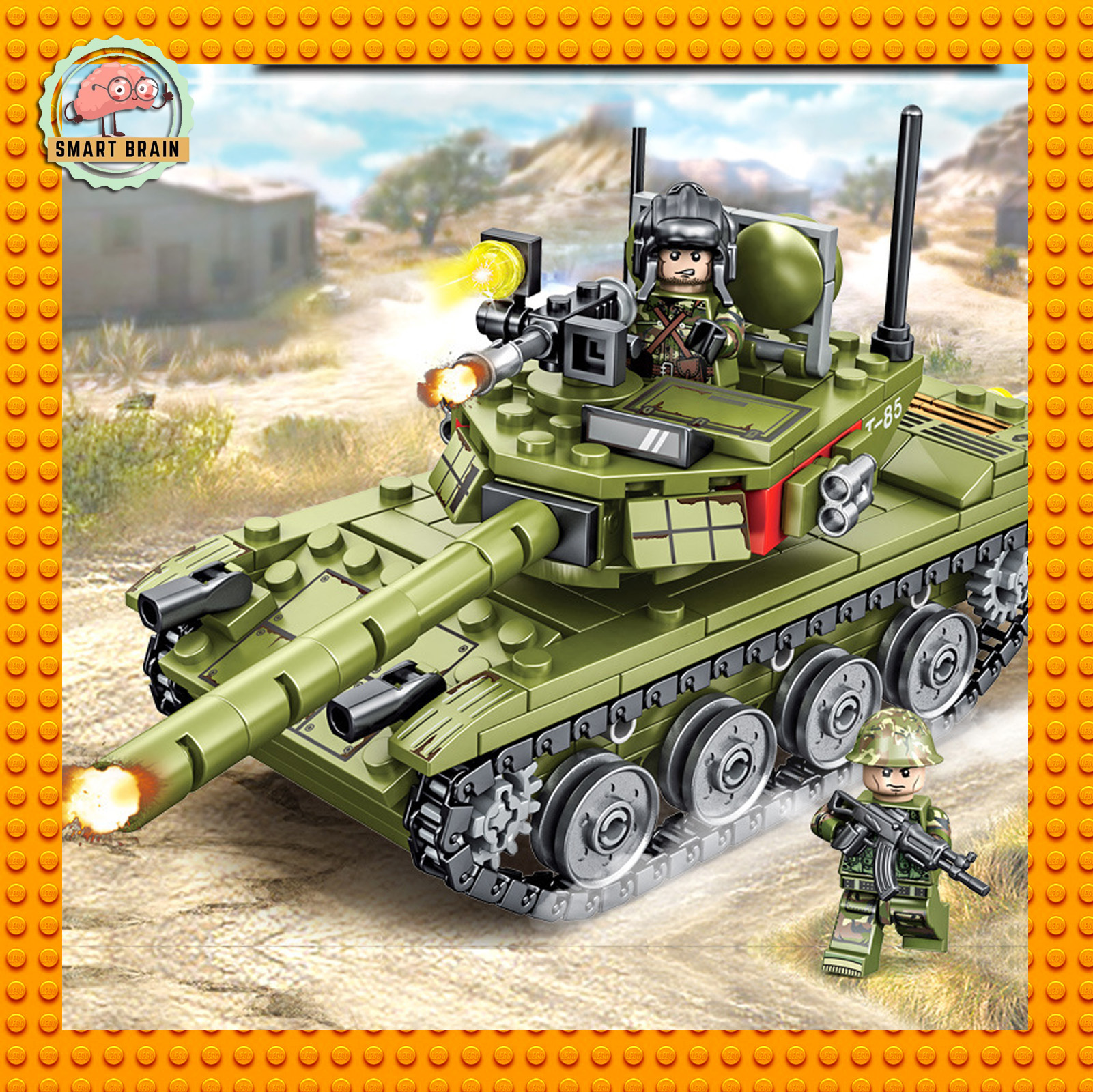 Bộ đồ chơi lắp ráp Non lego xe tăng chiến đấu hãng Sembo block Smart Brain Toys