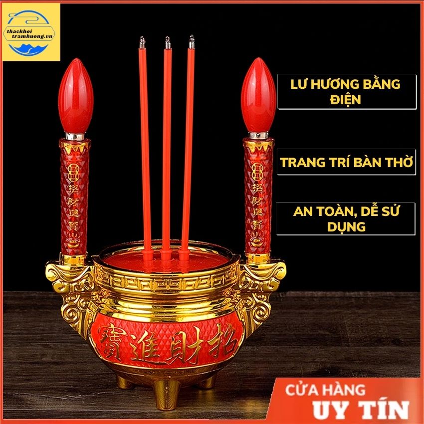 Lư hương điện tử có nhang điện để trong nhà chung cư, nhang điện tử, lư hương bàn thờ
