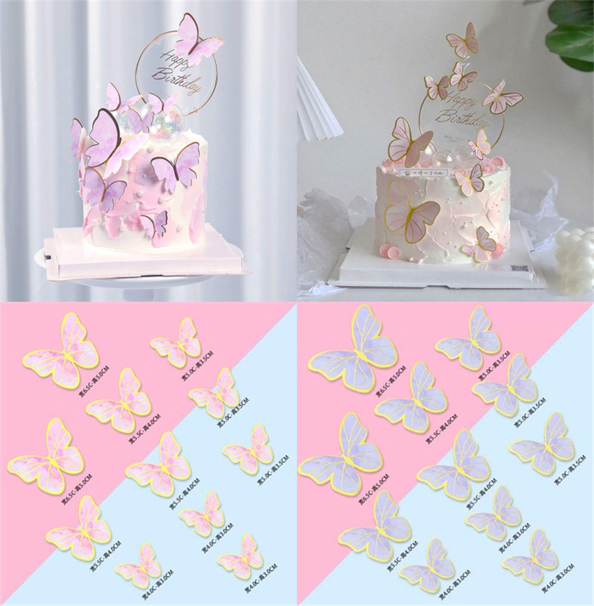 Set bướm giấy trang trí bánh sinh nhật , bướm trang trí bánh kem