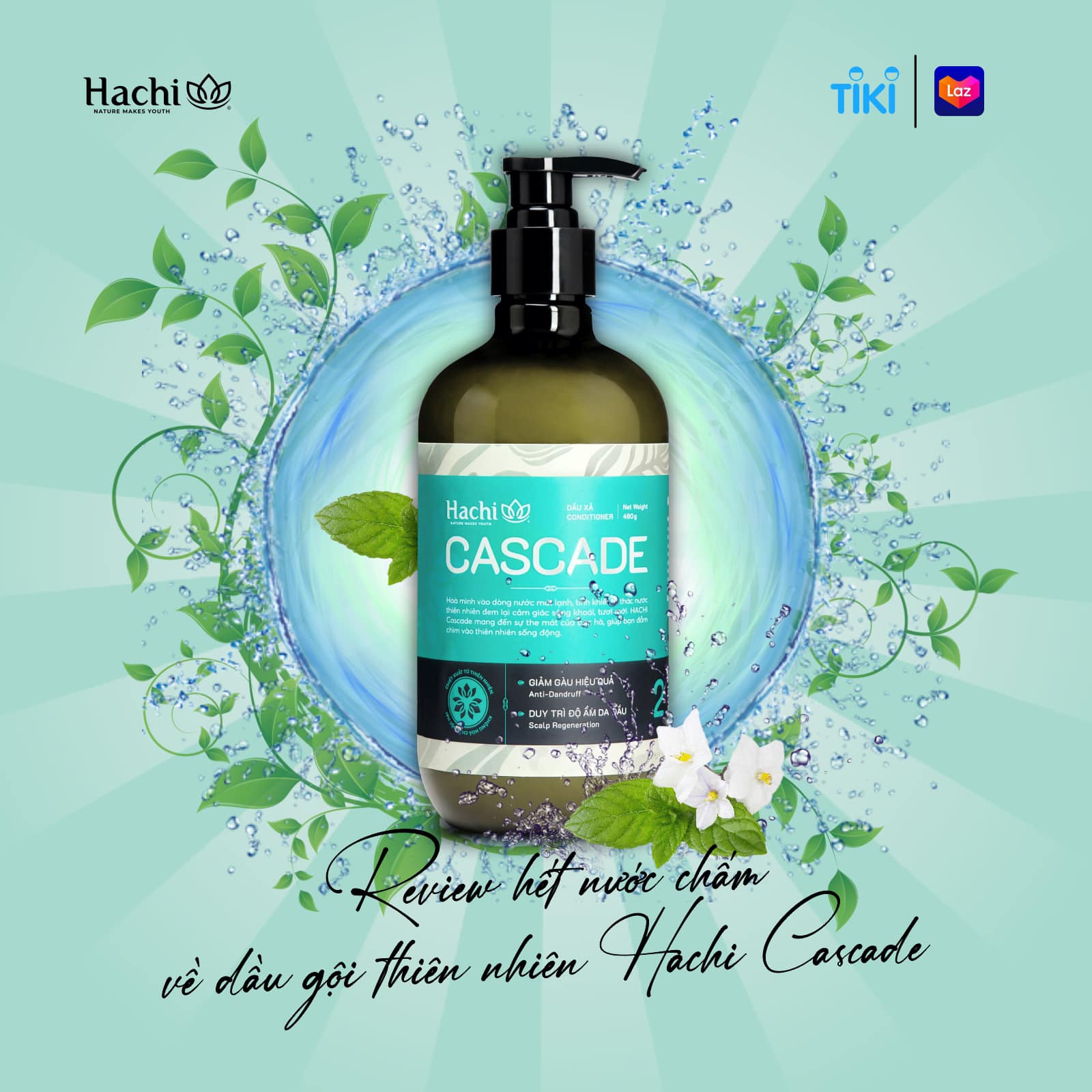 Dầu gội cao cấp Hachi Cascade dành cho tóc gàu ngứa