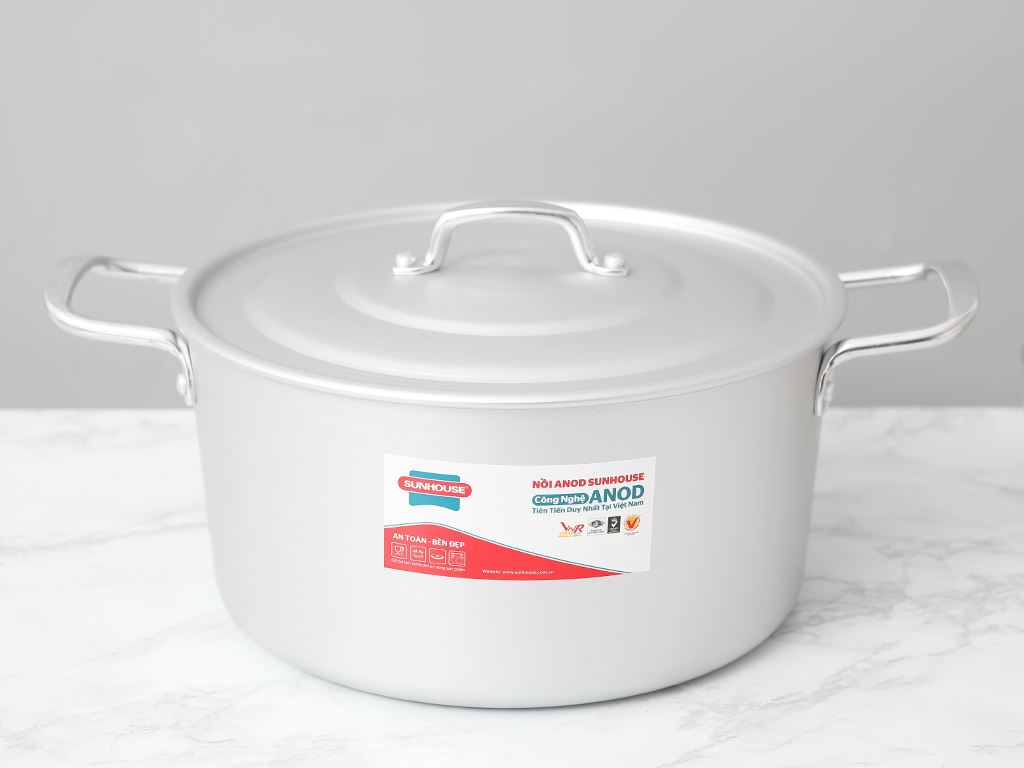 Nồi nhôm anod Sunhouse SHG2716SA 16cm - 18cm - 20cm - 22cm- 24cm - 26cm - 28cm hàng chính hãng