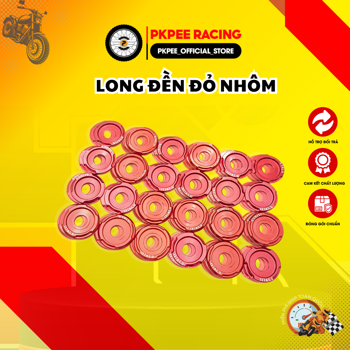 Long đền đỏ nhôm dẹp trang trí được nhiều vị trí 6mm, 8mm, 10mm, 12mm, 14mm - pkpee