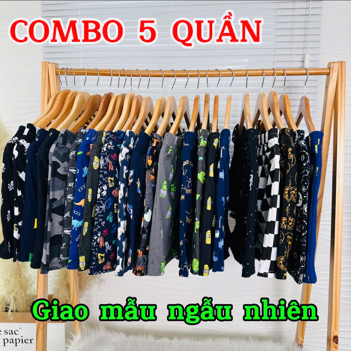 Combo quần đùi thun nam họa tiết