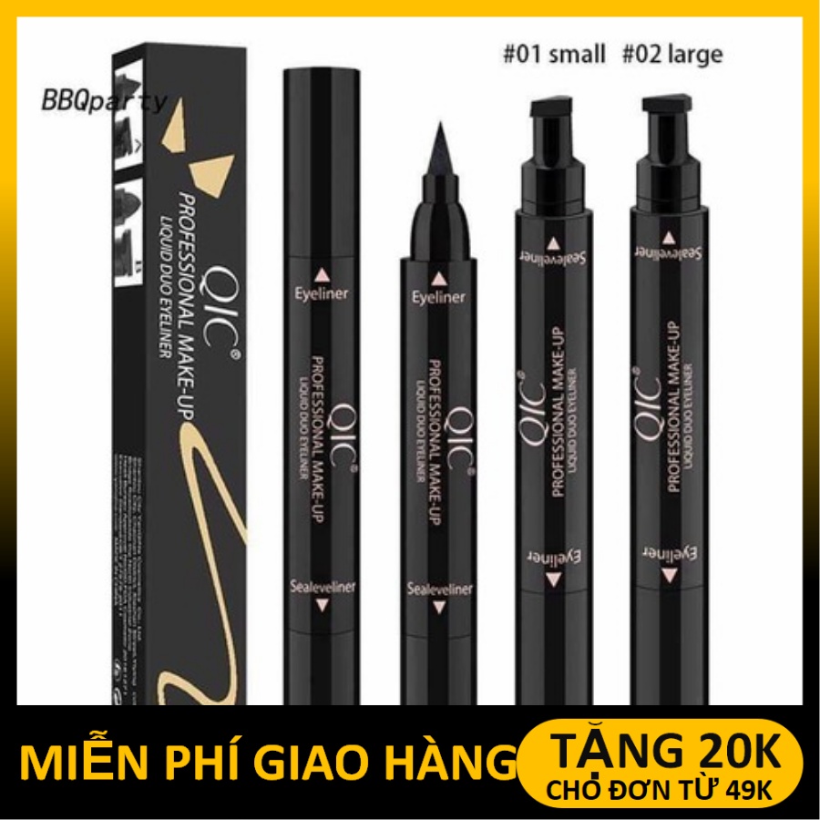Bút dạ kẻ mắt 2 đầu QIC dạ kẻ mắt chống nước kẻ mắt dạ bút kẻ viền mắt nội địa Trung kẻ mắt nước 2 đầu TK-EL032