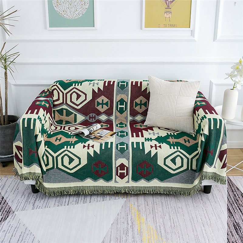 [Giá sỉ] Thảm thổ cẩm vintage xanh, Vintage Carpet trang trí - 130cm x 180cm, 180x230cm, Khăn phủ sofa, thảm trải bàn đa năng, thảm picnic sử dụng 2 mặt