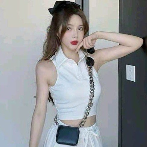 Áo sát nách ba lỗ cổ bẻ croptop chuẩn đẹp