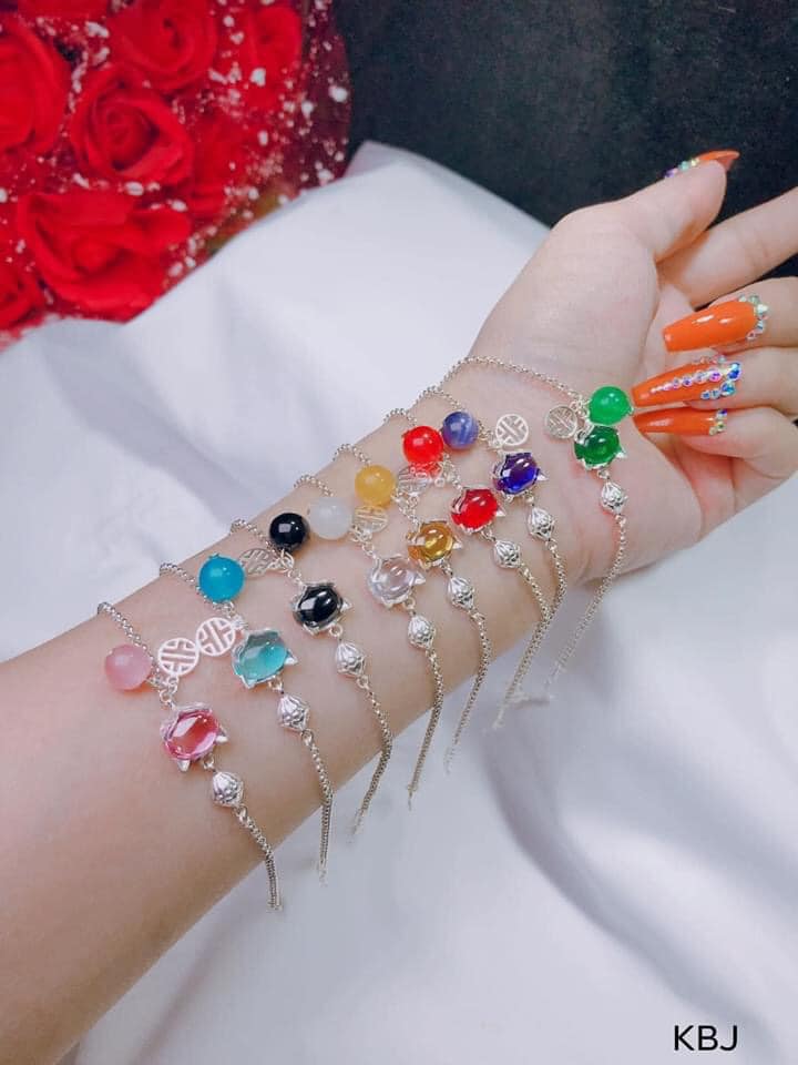 Lắc tay hồ ly nhiều màu bạc thật