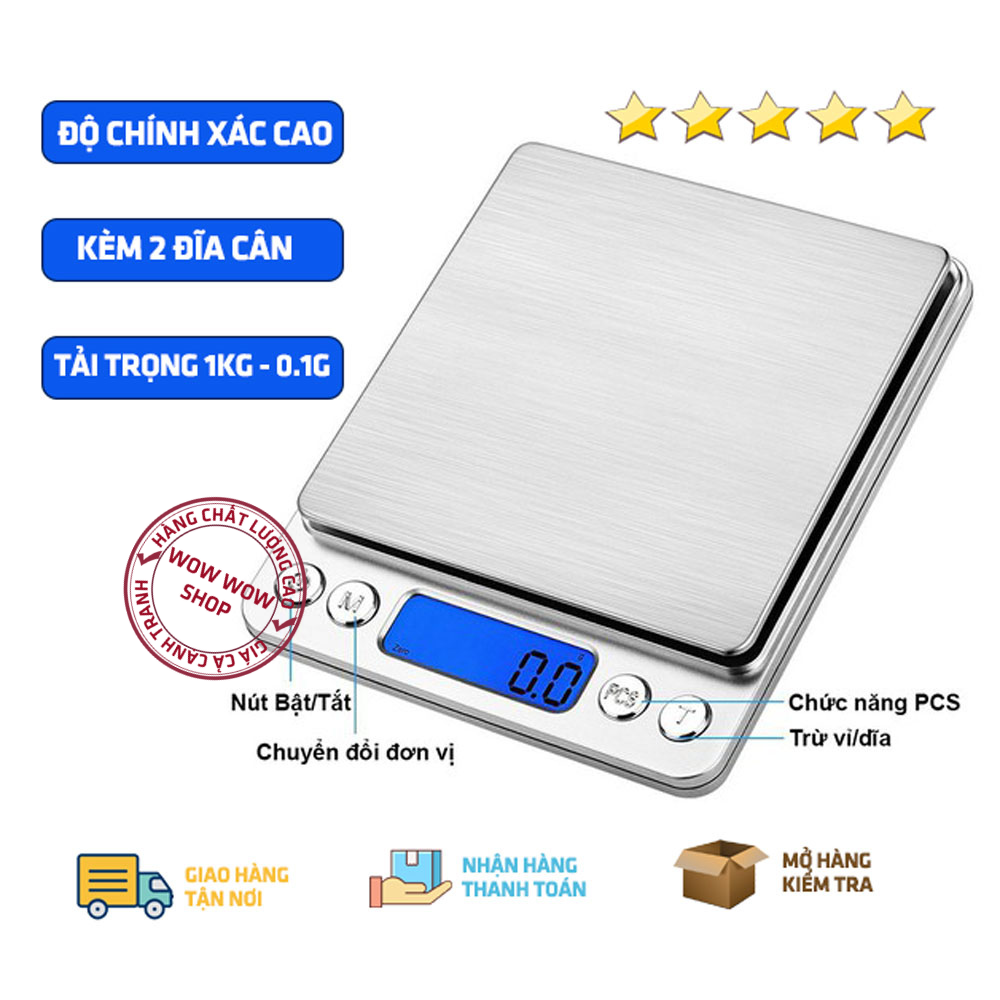 Cân tiểu ly điện tử platform 1kg cân điện tử mini inox i-2000