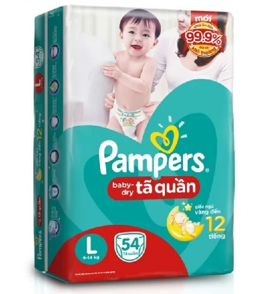 combo 2 bịch  Tã quần Pampers Baby dry Size L 9 - 14kg (54 miếng)