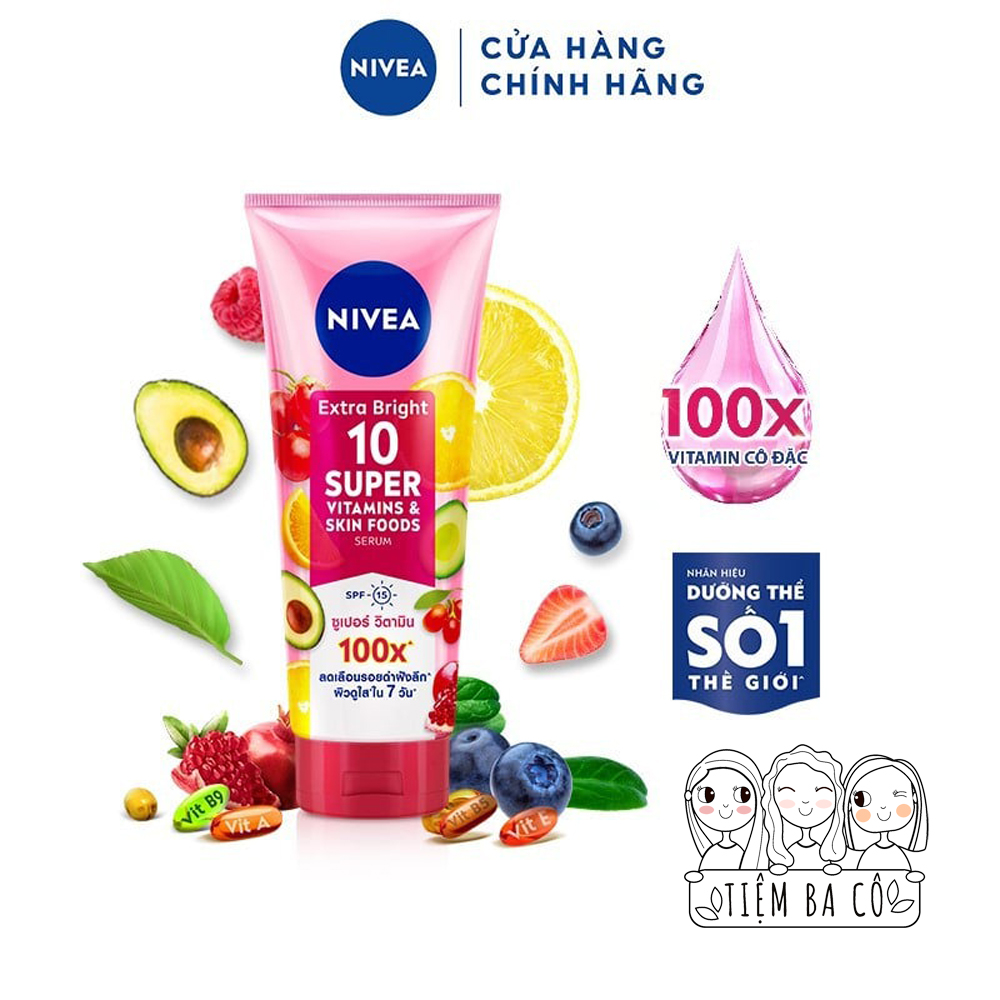 Serum dưỡng thể 10 Nivea Super Vitamins & Skin Foods 180ml.