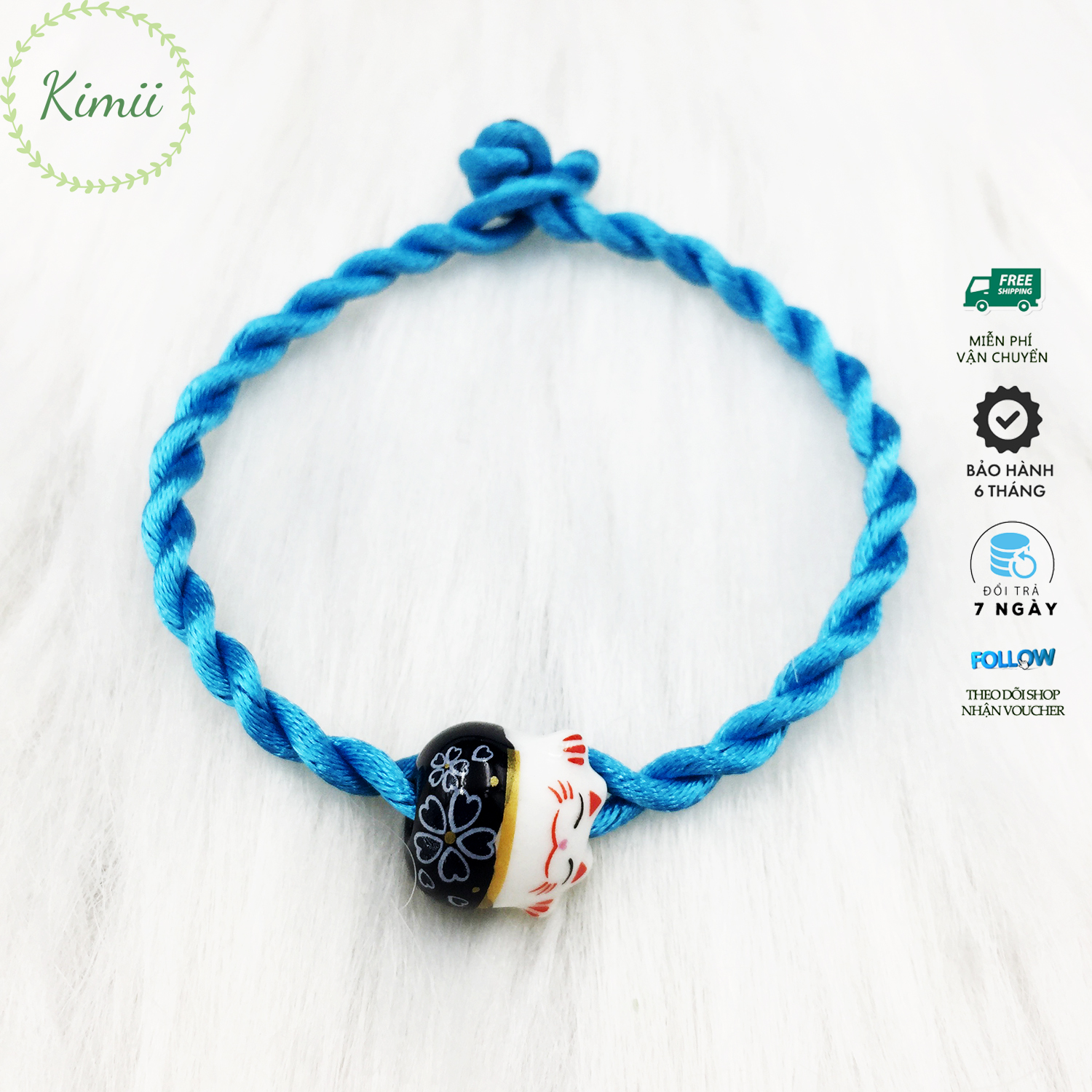 Vòng tay chỉ đỏ may mắn V150 màu Xanh dương, vòng tay phong thủy Vòng tay handmade