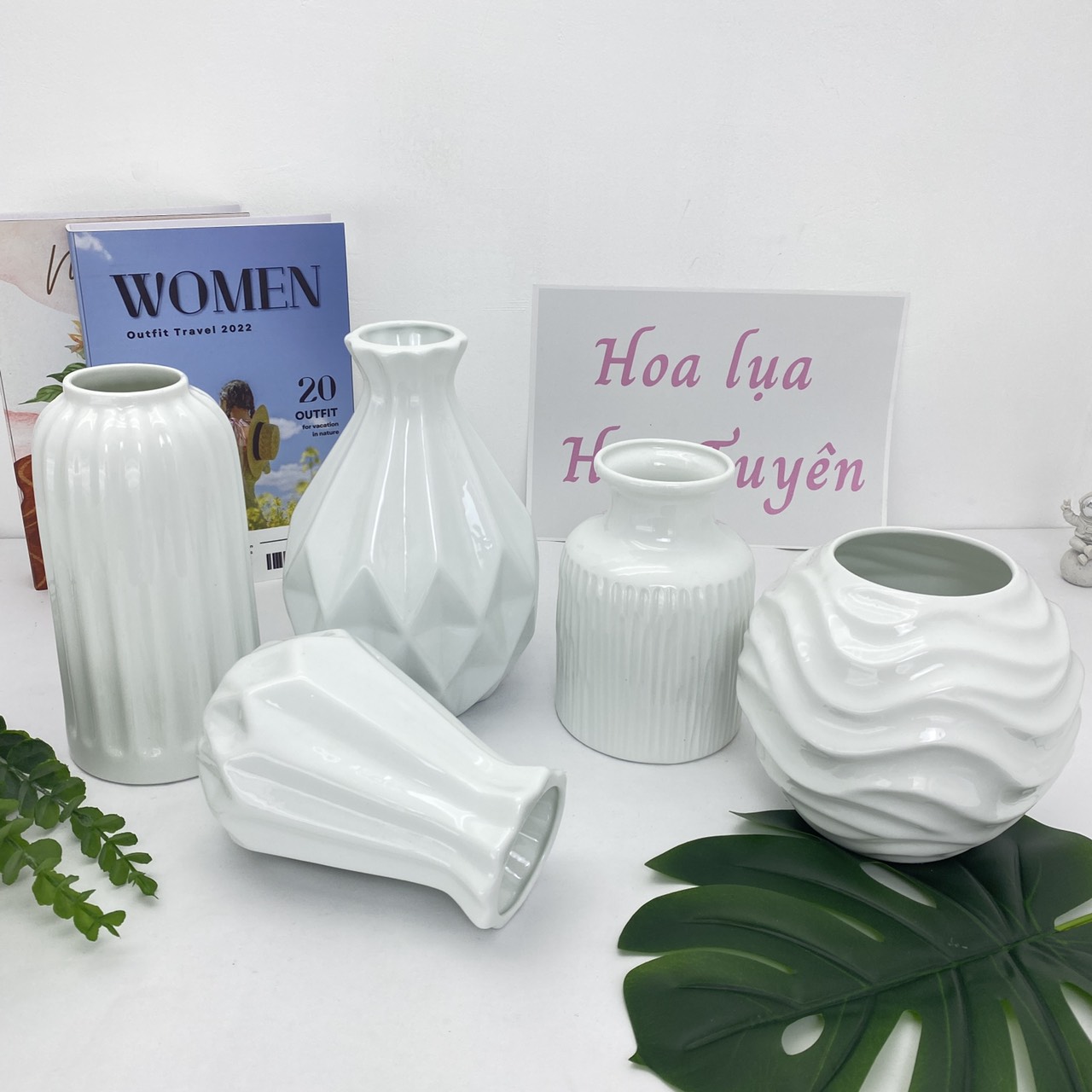 Lọ cắm hoa men trắng, Bình cắm hoa trang trí nhà cửa - Endy shop