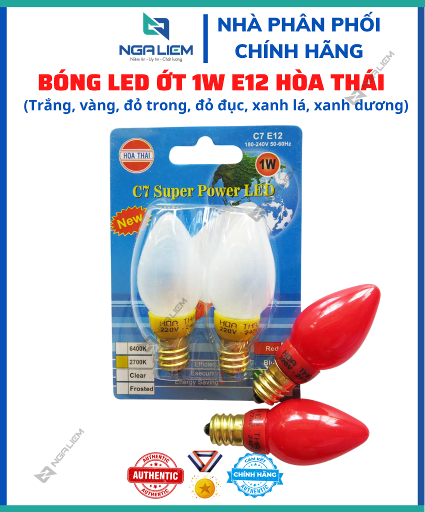 Bóng led ớt 1w e12 hòa thái