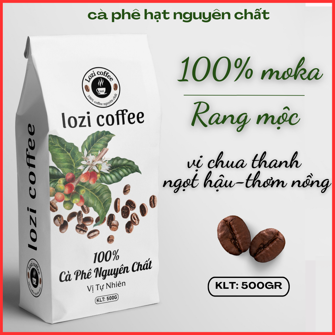 500GR Cà phê nguyên chất rang mộc MOKA 100% rang xay xạch 100%. Vị chua thanh, hương thơm ngọt ngào