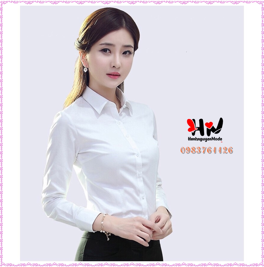 ÁO SƠ MI NỮ DÀI TAY VNXK -  SƠ MI DÀI - ÁO CỔ ĐỨC DÀI TAY VẢI THÔ LỤA HÀNG XỊN - hanhnguyenMode