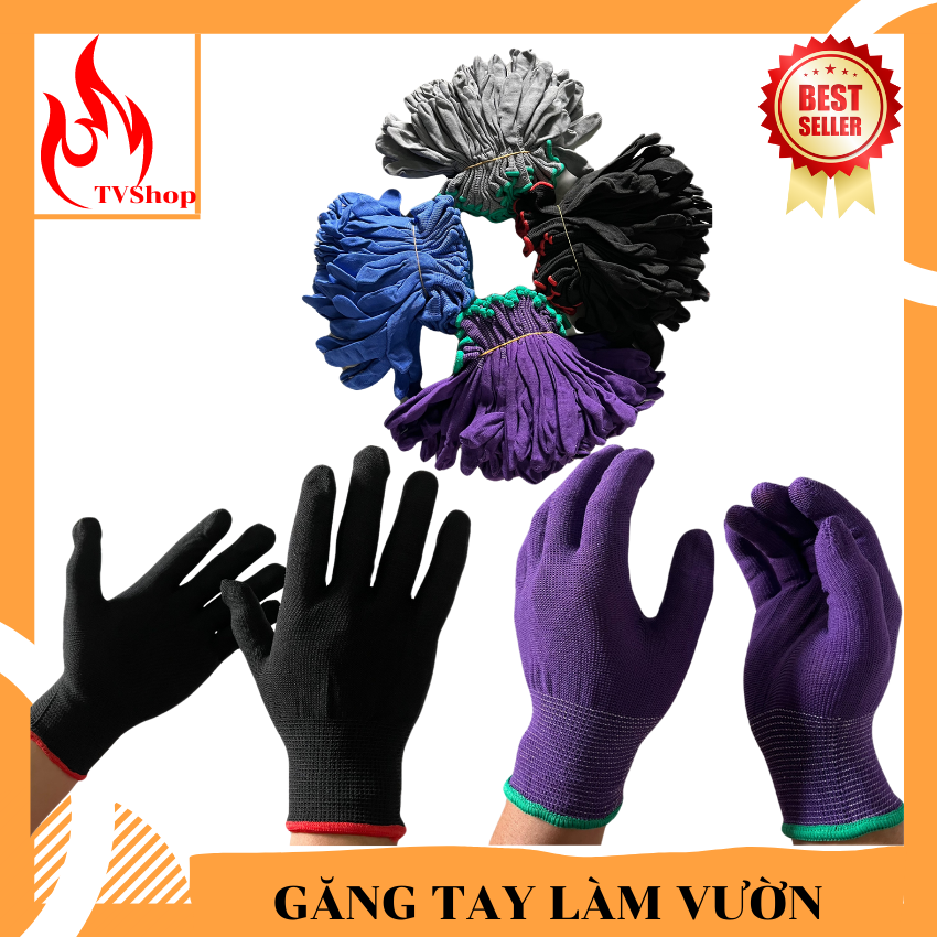 Lố 12 đôi Găng tay bảo hộ lao động sợi mút, găng tay bảo hộ, bao tay làm vườn