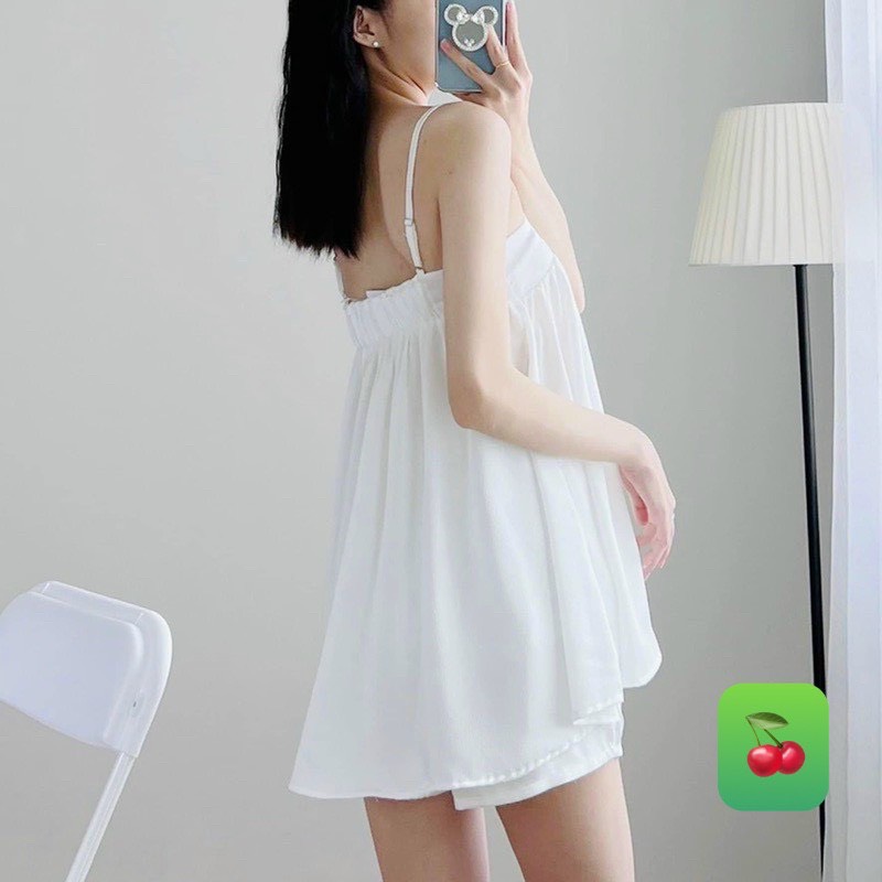 Set bộ mặc nhà phi lụa hai dây cực xinh siêu mềm mát