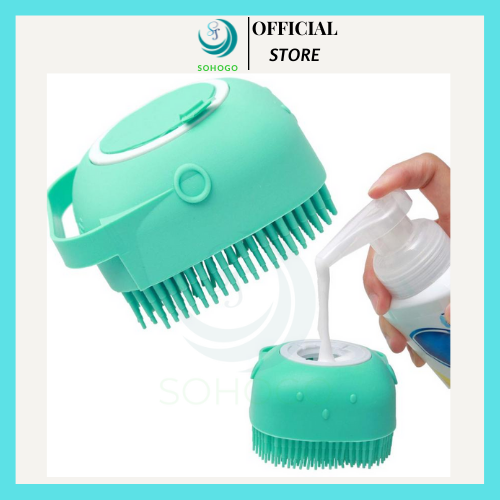 Bàn chải silicon gội đầu massage, tẩy da chết, massage cơ thể. Dụng cụ chà lưng, tay chân tạo bọt silicon mềm mại có móc treo