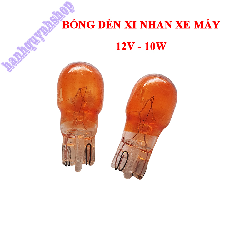 Bộ 2 bóng đèn xi nhan xe máy t10 12v 10w màu vàng cam
