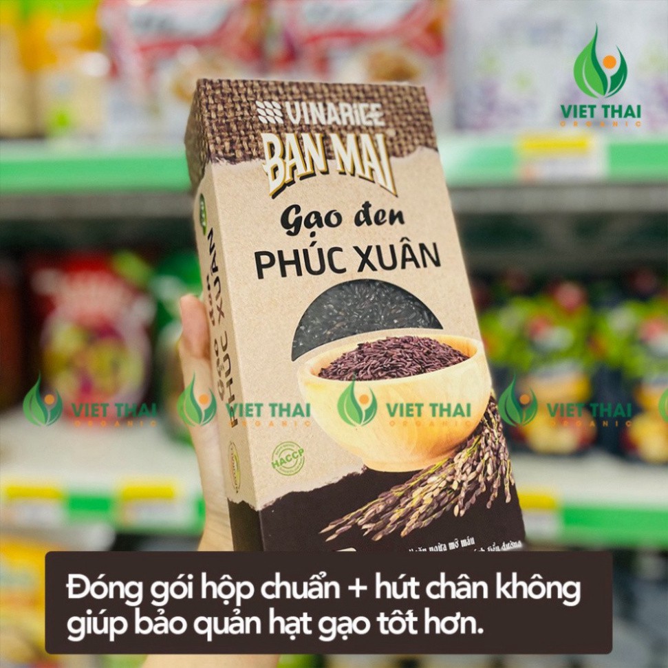 Gạo Lức Đen Hữu Cơ Giảm Cân Hộp 1kg *FREESHIP* Gạo Lứt Đen Ăn Kiêng Giảm Cân Eat Clean Dẻo Thơm Phúc Xuân