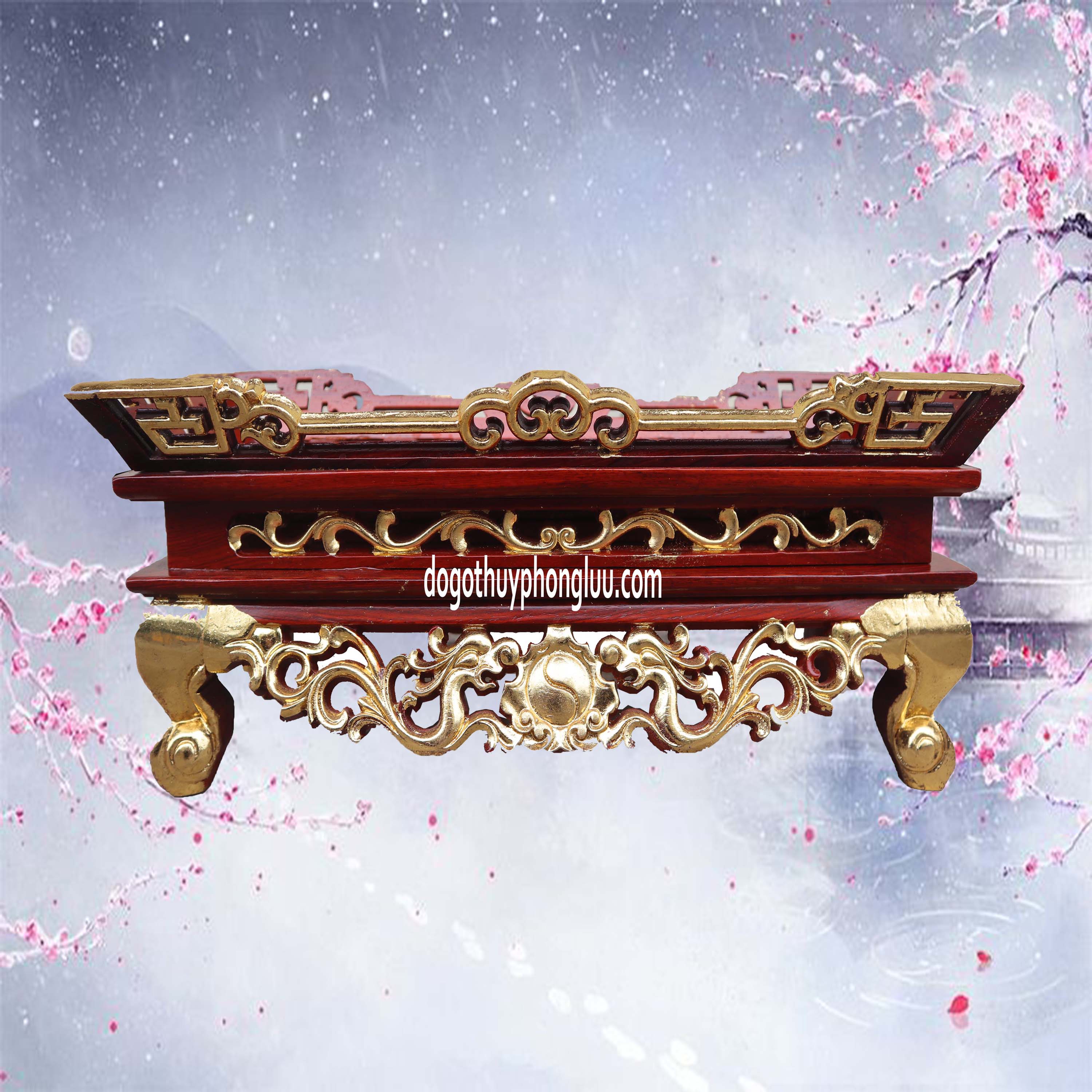 Mâm tế gỗ hương,mâm bịch rát vàng gỗ hương dài 42 rộng 20 cao 18cm