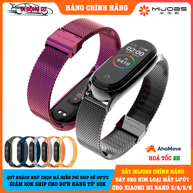 Dây Kim Loại Mắt Lưới Cho Mi Band 8/7/6/5/4/3 - Dây Mijobs Chính Hãng - Chất Lượng Tiêu Chuẩn, Màu Sắc Bắt Mắt