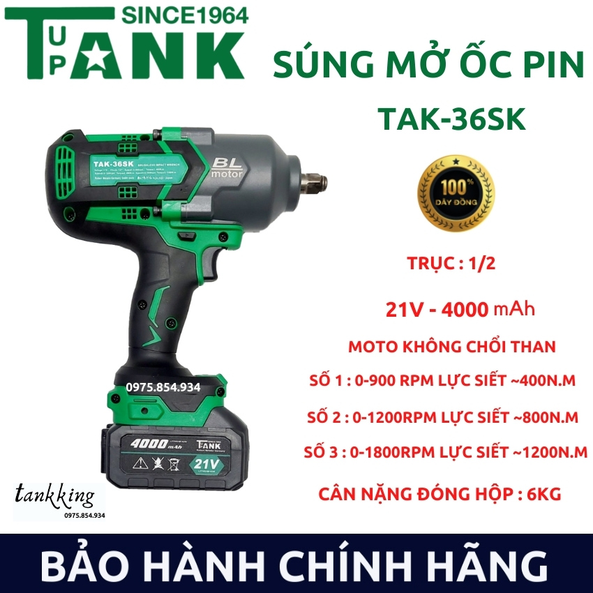 Máy siết mở bulong, sung ban ốc, máy ban bulong tak - 36sk dùng pin 21v