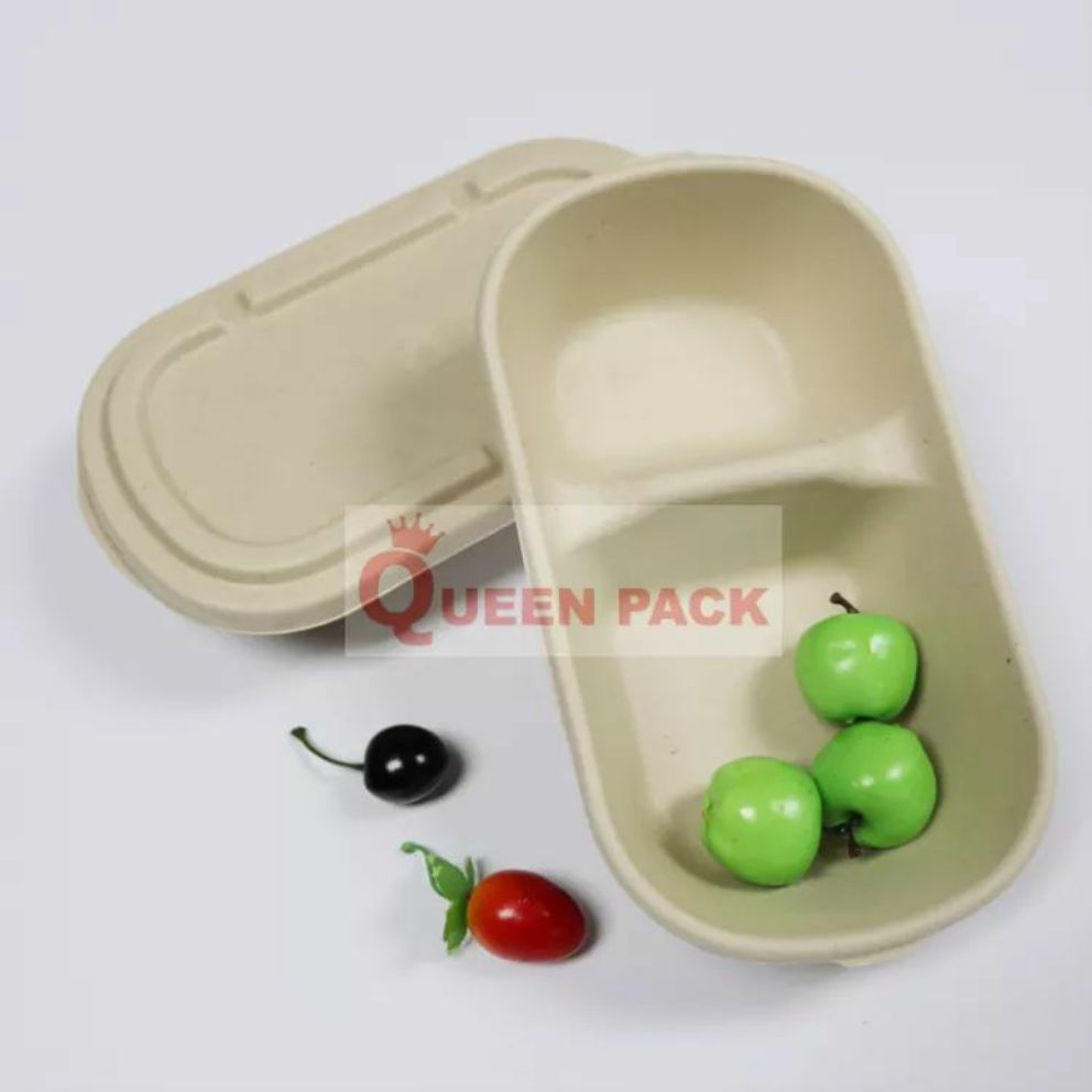 Hộp bã mía 2 ngăn đựng xôi, cơm(Giá 20 cái)