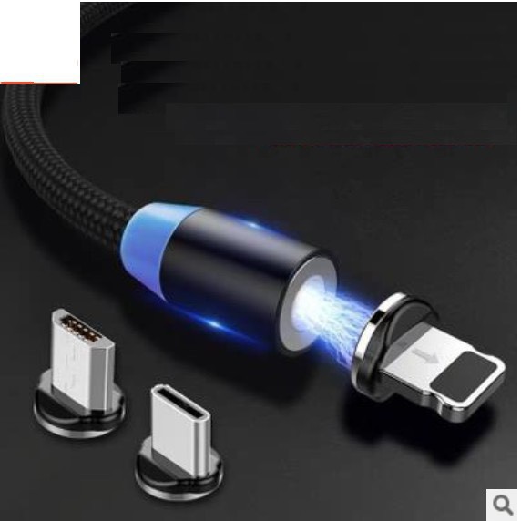 Cáp sạc từ hút nam châm đầu micro usb, type C và iPhone 360 độ dây dù