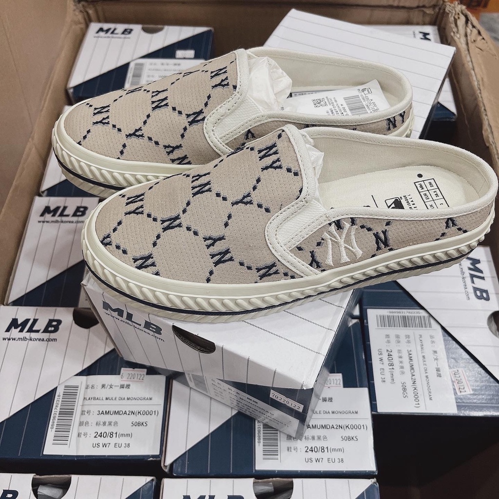 Giày Mlb Đạp Gót Mule Monogram Diamond - Mule New York Yankees