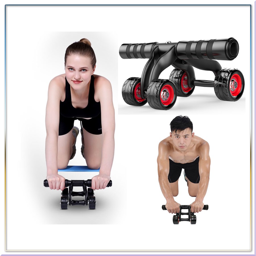Con lăn tập bụng 4 bánh yoga,gym + tặng miếng thảm + con lăn 4 bánh tập cơ bụng tại nhà