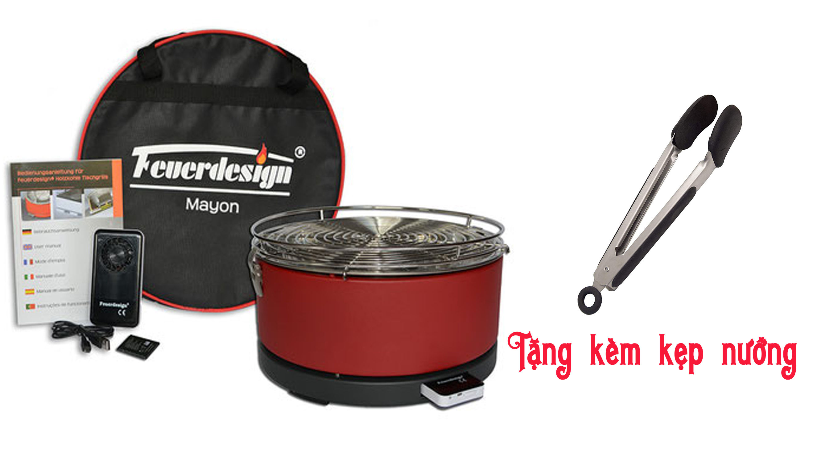 Bếp nướng than hoa Đức Feuerdesign dùng pin sạc (Hàng chính hãng)