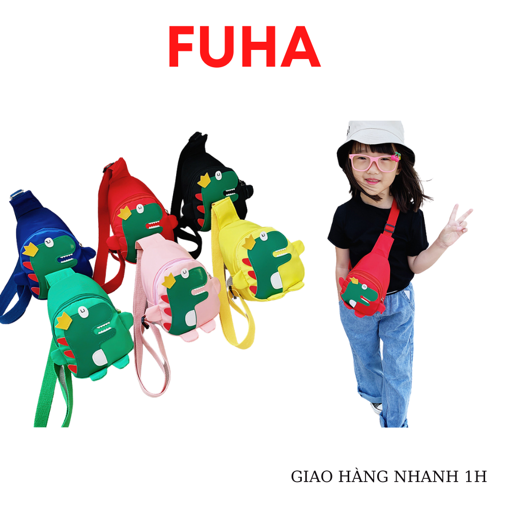 Túi đeo chéo trẻ em in hình khủng long FUHA, túi đeo phong cách Hàn Quốc thời trang siêu xinh