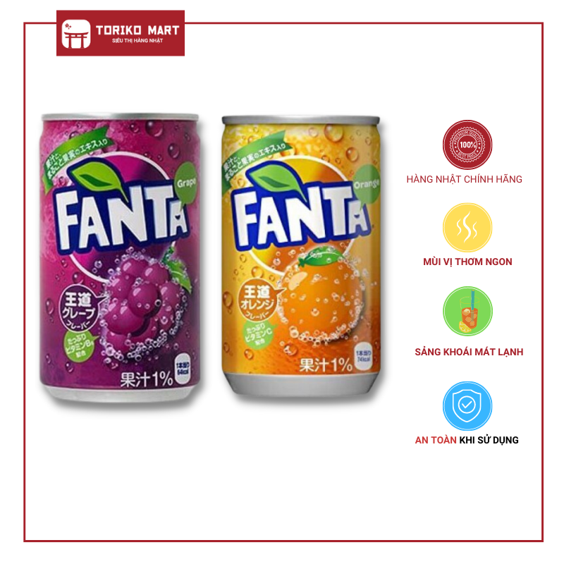 Nước giải khát có ga Fanta vị Nho/Cam - Toriko Mart