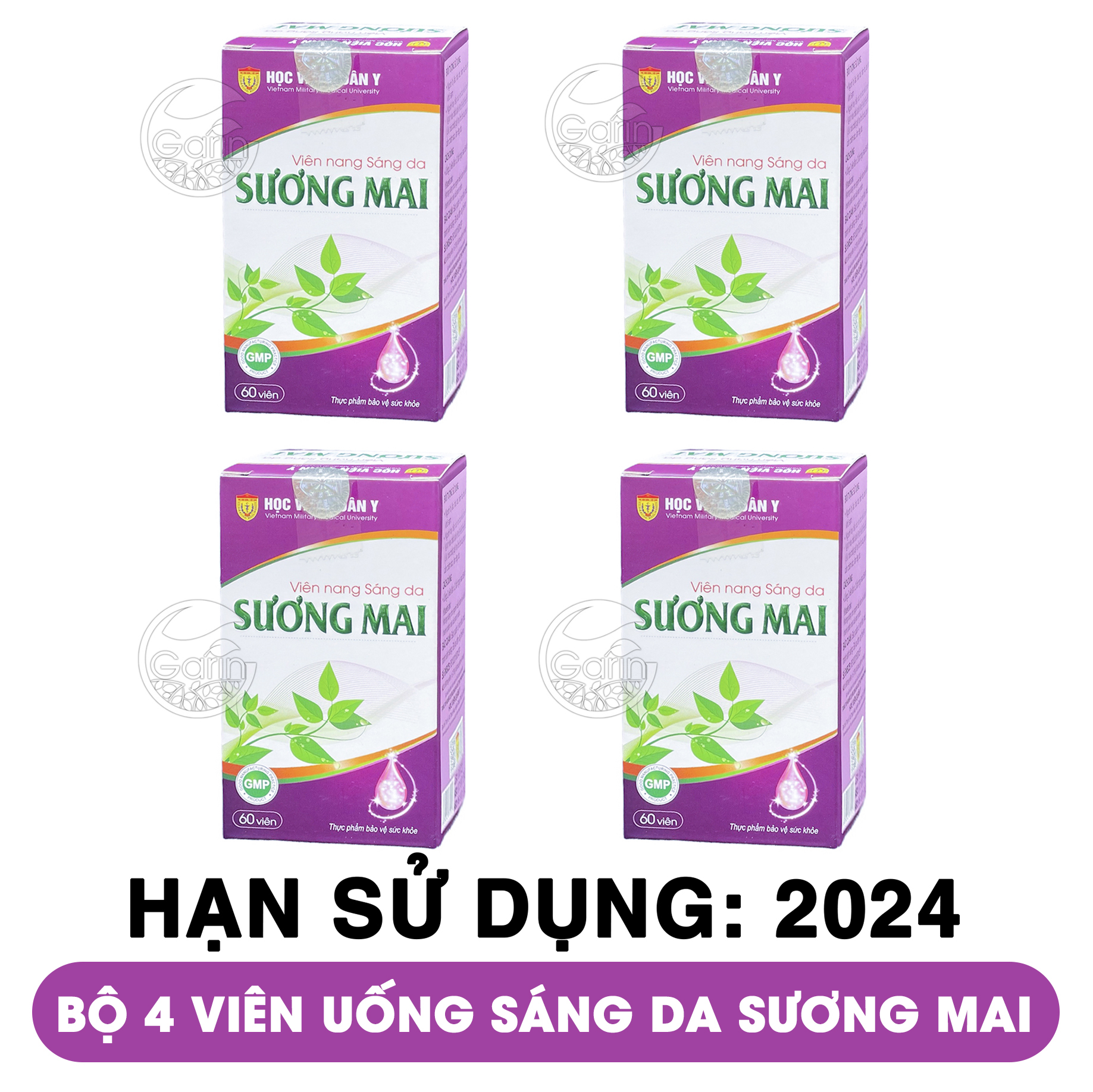 Bộ 4 hộp viên uống trắng da Sương Mai Học Viện Quân Y 60 viên x4 làm mờ nám, tàn nhang, bổ sung dưỡng chất cho làn da săn chắc, trẻ trung, trắng hồng tự nhiên BA TU SHOP
