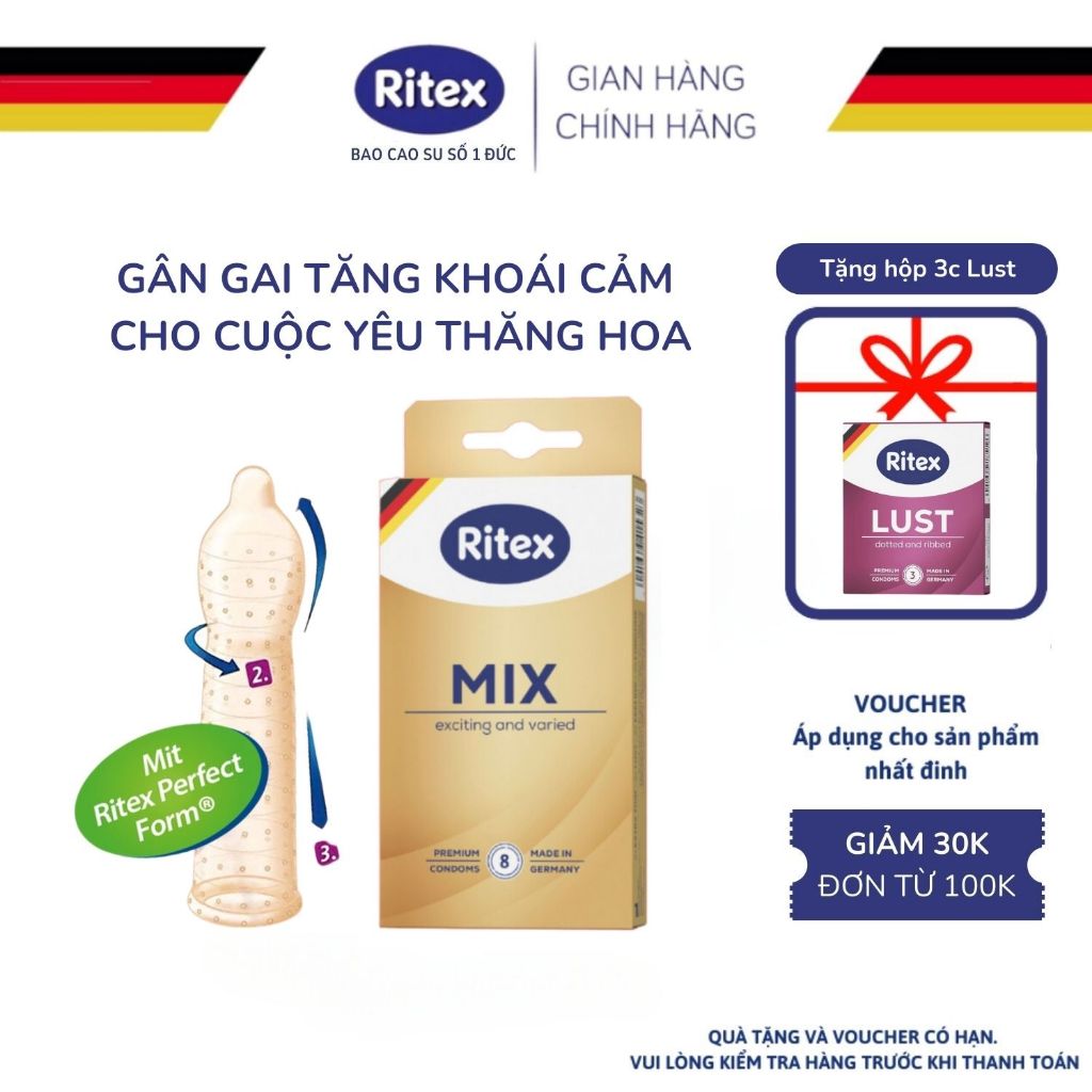 Bao cao su ritex sortiment - siêu phối hợp 5in1,