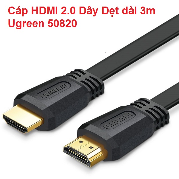 Cáp hdmi 2.0 dây dẹt dài 3m ugreen 50820 chính hãng