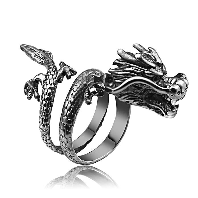 NHẪN NAM INOX CON RỒNG ĐỘC CÁ TÍNH KHÔNG ĐEN N6022 - TRANG SỨC TITAN CAO CẤP PLJ