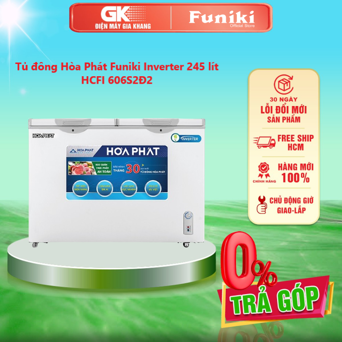 Hcfi 606s2ð2 tủ đông hòa phát funiki inverter 245 lít hcfi 606s2đ2 - giao toàn quốc - freeship hcm