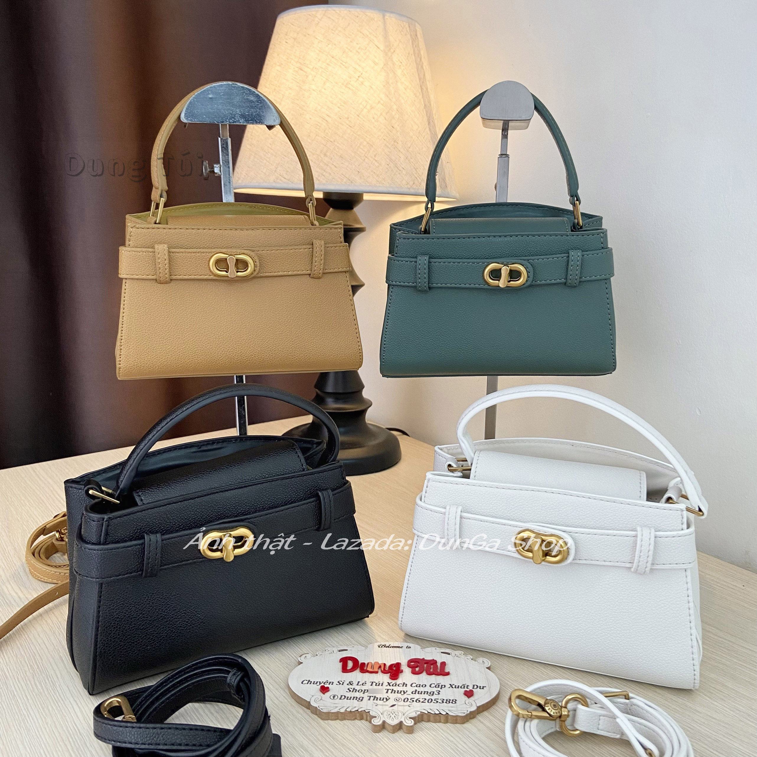 Túi nữ quai xách mini + đeo chéo khóa xoay size 19 full màu.khóa dây xoay
