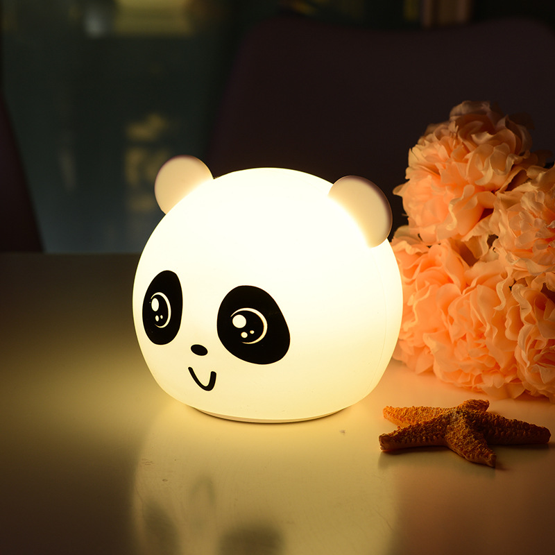 Đèn ngủ silicon, đèn cảm ứng hình gấu trúc panda siêu dễ thương , mềm mại cảm ứng đổi 7 màu theo ý thích