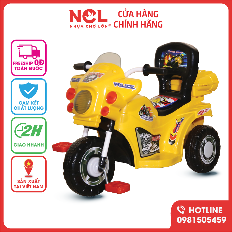 Xe 3 Bánh Trẻ Em Nhựa Chợ Lớn L9 Police ĐK K3 Dành Cho Bé Từ 2 - 3 Tuổi