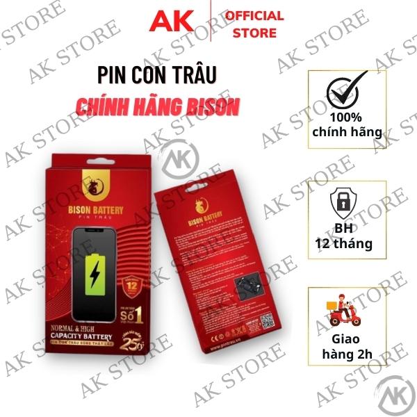 Pin Con Trâu Chính Hãng BISON  - 5s/5se/6/6s/6sp/7/7p/ 8/ 8p/ X/Xr/Xs/Xsm/11/11Pro/11Promax-Bảo Hành 12 Tháng lỗi 1 đổi 1