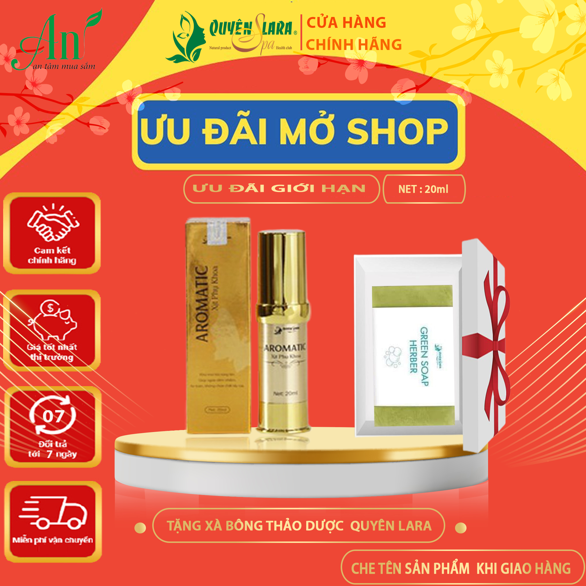 Chính hãng™️ xịt phụ khoa cao cấp aromatic quyên lara,hương thơm quyến rũ khử mùi hôi,làm thơm,hồng,se khít cô bé dạng xịt 20ml
