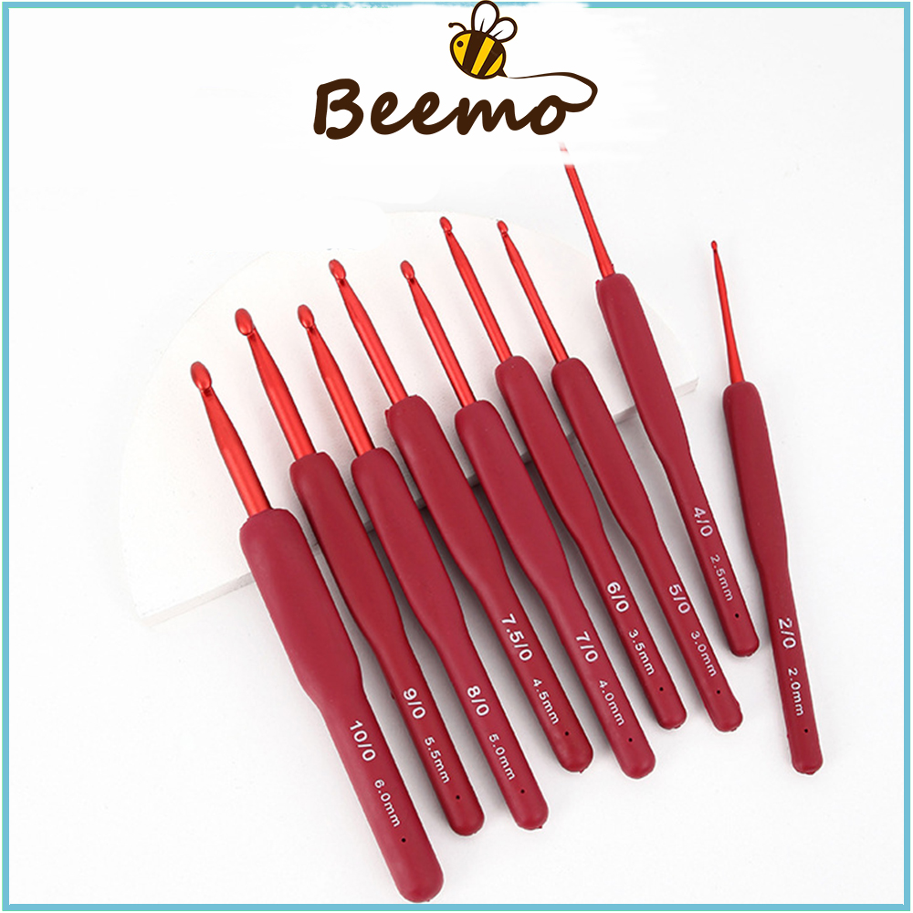 Kim móc hoa tulip đỏ cán mềm chuyên móc len sợi